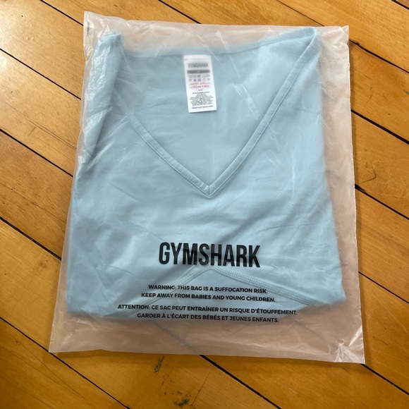 New Gymshark Crossover Long Sleeve Crop Top - Iceberg Blue - Picture 3 of 4